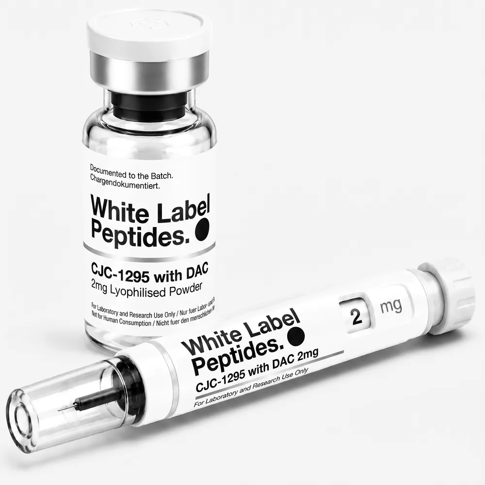 CJC-1295 with DAC supplied as lyophilised powder in a multi-dose vial with matching injector pen, unbranded for private label