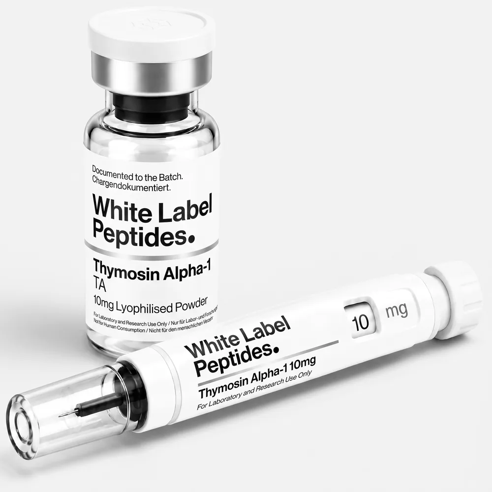 Thymosin Alpha-1 (TA) supplied as lyophilised powder in a multi-dose vial with matching injector pen, unbranded for private label